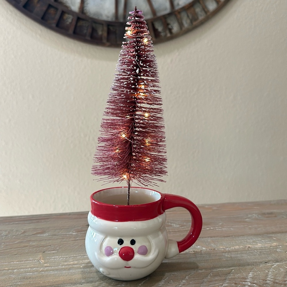 Santa Mug with Lighted Christmas Tree